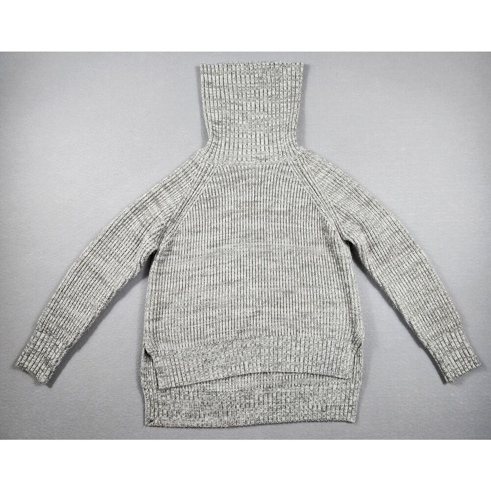 Marled Turtleneck Sweater Hi Low Knitted Shirt Womens Size Small Gray